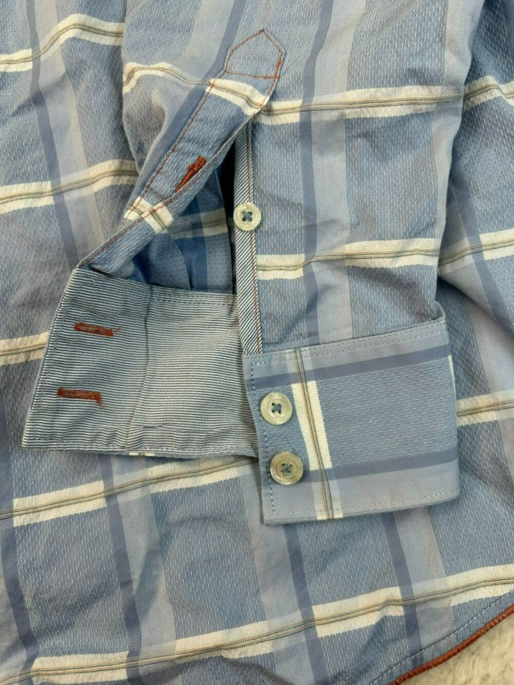 Tommy Bahama Mens Button Down Shirt Blue Plaid XL Cotton Long Sleeve Casual Pre- - Picture 4 of 5